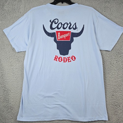 COORS BEER Shirt ADULT EXTRA LARGE XL BLUE RED CASUAL RODEO CASUAL BULL Mens NWT - Picture 4 of 12