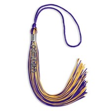 Endea Graduation Purple/Gold Mixed Color Tassel With Stacked Silver Date Drop