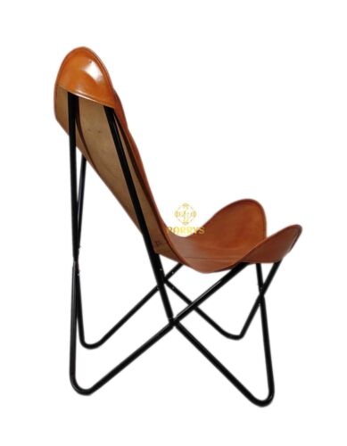 Hecho a Mano Hogar Decor Cuero Mariposa Silla,Piel Marrón Relajante Silla - Imagen 3 de 6
