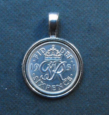 1949 70th birthday lucky Sixpence charm Pendant wedding anniversary royal gift