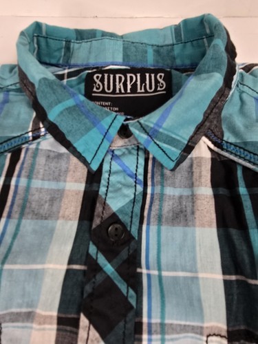 Surplus Mens Big & Tall Xxl Black Blue Plaid Button Casual Western CowboyCore - Picture 6 of 11