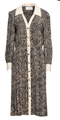 ワンピース Celine Long shirt dress CELINE Vintage Silk Long-Sleeve Shirt Dress, Red, Size 38