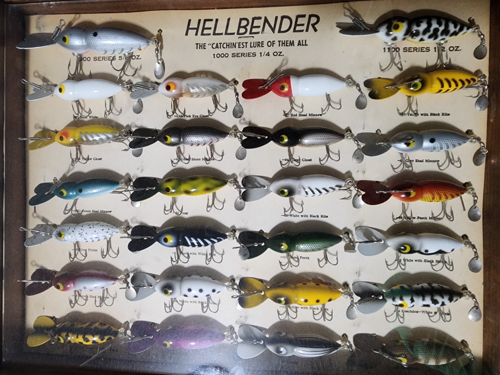 Hellbender Display Vintage Hellbender Fishing Lure Factory Display 26 Different Colors And ...