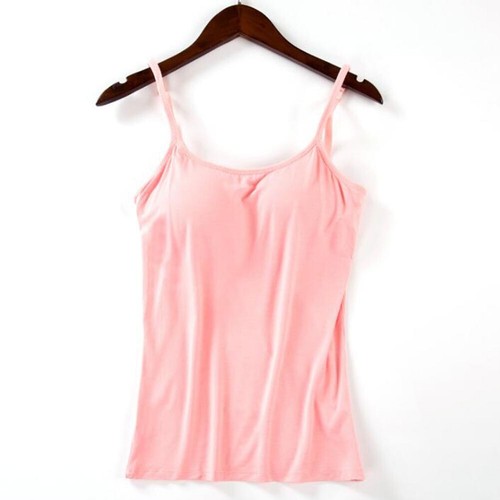 Womens Camisole Vest with Built in Shelf Bra Adjustable Spaghetti Strap Tank Top - Picture 20 of 31