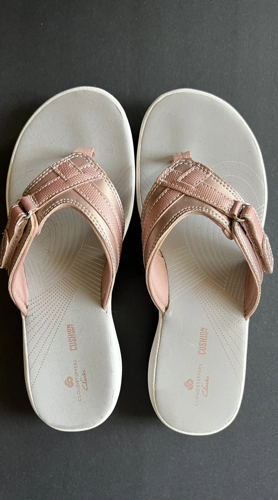 Sandali Clarks donna 7 M Cloudsteppers brezza mare tanga ORO ROSA