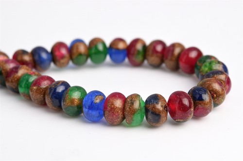 6x4MM Rainbow Resin Sponge Quartz Grade AAA Rondelle Gemstone Loose Beads 7.5"