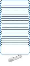 25 BLANK 1 X 3 WHITE / BLUE NAME BADGE KIT (U) 1/4" CORNERS SAFETY PINS LABELS
