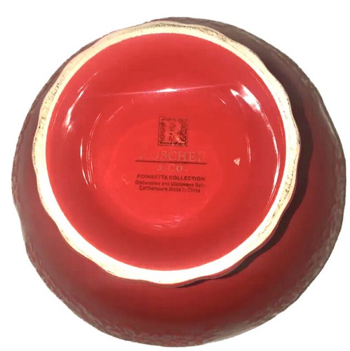 The Roscher & Co Red Footed Poinsettia Stoneware Cereal Soup Bowl - Picture 2 of 6