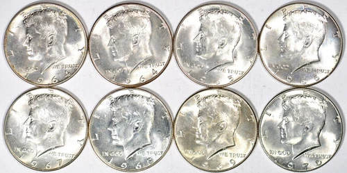 1964-1970 P&D 50C (8 Coins) Kennedy Half Dollars UNC Free shipping