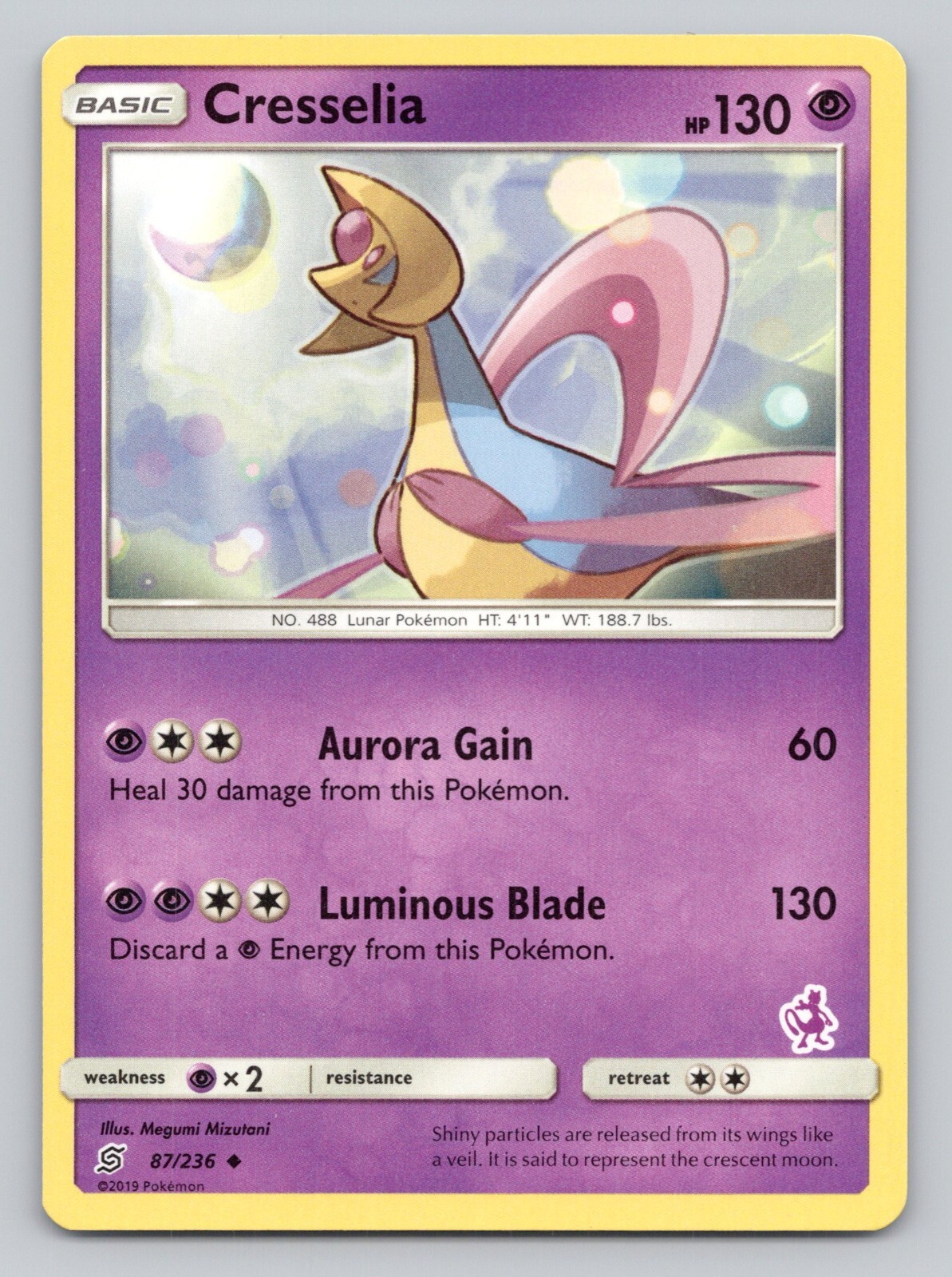 2019 Cresselia Pokemon Card Unified Minds Base Set #87/236