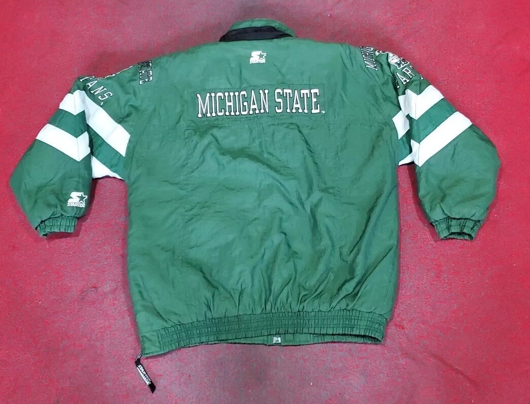ジャケット・アウター M's SHOP VTG 🗡️ MSU Michigan State Starter Jacket Full Zip Sz L Spartans