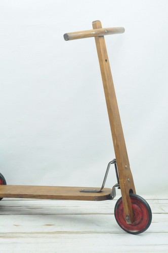Vintage Wood And Metal Childs Scooter Vero Stepke? Decor Original Condition - Picture 7 of 12