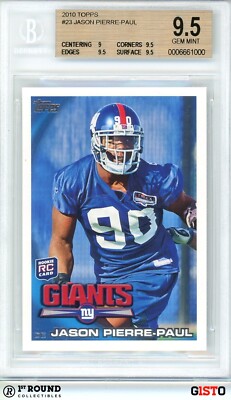 Jason Pierre-Paul RC BGS 2010 Topps Rookie Card Gisto #23 POP