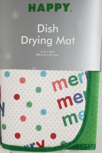 Kitchen Microfiber Dish Drying Mat(16"x18")CHRISTMAS,COLORFUL CIRCLES & MERRY,LP - Picture 3 of 11