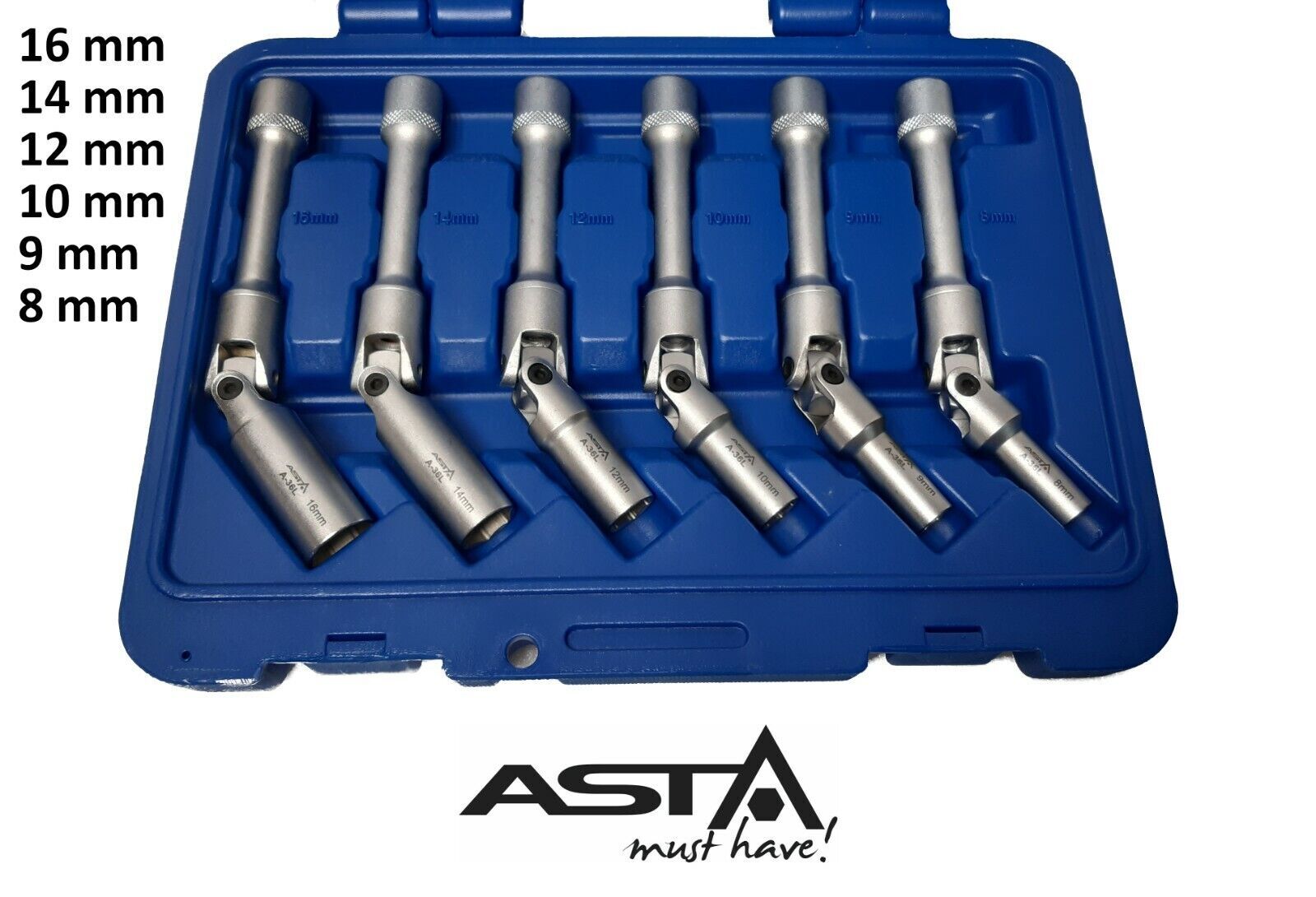 Coffret douilles cardans bougies préchauffage diesel 8mm 9mm 10mm 12mm 14mm 16mm