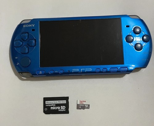 PSP 3000  Blue ,Custom Build! 64GB SD Card With Extras! (ASK ME WHATS IN IT)