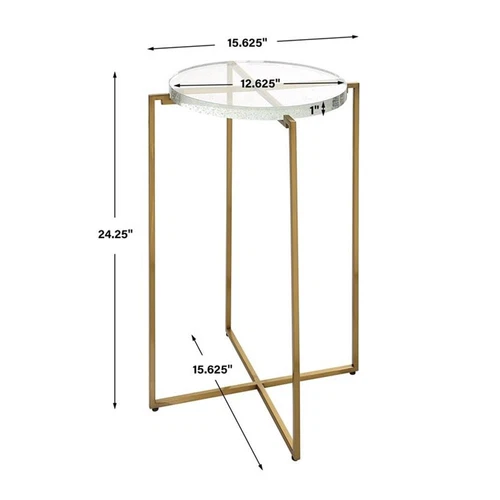 Uttermost Star-Crossed Stainless Steel Base w/Glass Top Accent Table Gold/Clear - Picture 8 of 8