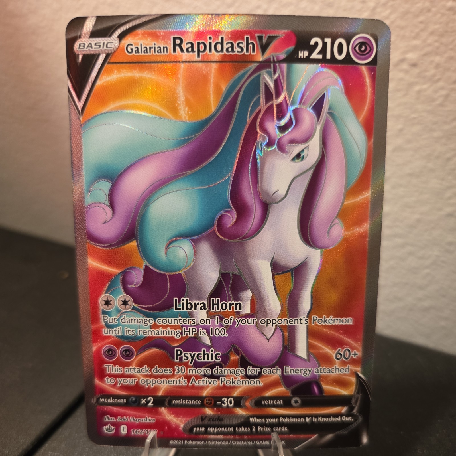 Pokemon Galarian Rapidash V 167/198 Chilling Reign Full Art Ultra Rare NM/M