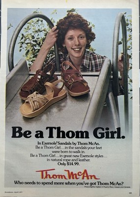 1977 Thom McAn Shoes Original Vintage Advertisement Be A Thom Girl Print Ad