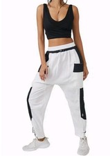 Free People Movement Tricked Out Colorblock White Cargo Pants Parachute Sz Small
