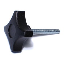 6mm-1.0 x 50mm Black Plastic Coarse Male Threaded Stud 4-Prong Knobs 2 pcs. 
