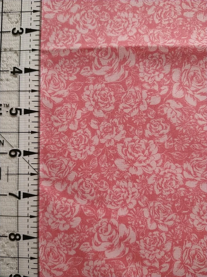 Pink on Pink Roses Floral Blender Cotton Fabric 12"x23" Fabric Traditions Quilt - Image 2 of 2