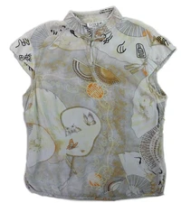 CITRON Santa Monica US Women’s Medium 100% Silk Asian Oriental Top Shirt