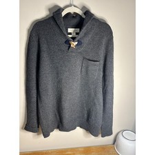 Frederik Anderson Copenhagen Men's Charcoal Wool Blnd Shawl Collar Toggle Swtr L