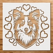 Unique Playful Dog with Heart Accents for Crafting Stencils - StencilAir