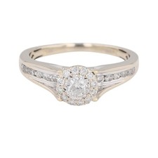 .58ctw Round Cut Diamond Halo Engagement Ring 14k White Gold Size 8