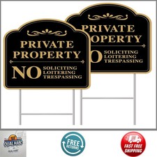 Private Property No Soliciting Sign 2-Pack 12x12 Outdoor Yard Sign w H-Stake