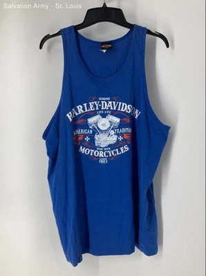 Harley Davidson Womens Blue Sleeveless Round Scoop American Tank Top Size 2X - Image 1 of 4