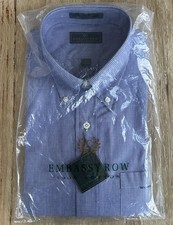 Embassy Row Shirt Mens 16.5 34/35 Blue Check Button Down Long Sleeve Broadcloth