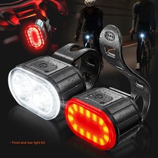 2 Set USB Rechargeable LED Bicycle Headlight Bike Front Rear Lamp Cycling Lights