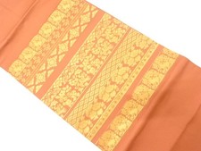 7600573: JAPANESE KIMONO JAPANESE NAGOYA OBI / WOVEN FLOWER  BIRD