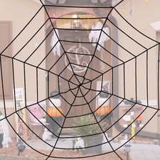 Spider Web Decoration, 3.6m Black Round Net Cobweb for Halloween Decor