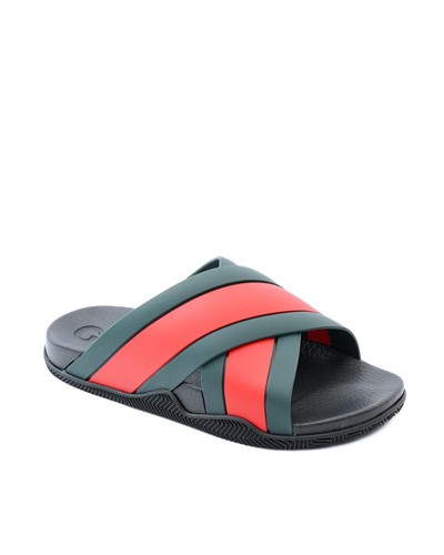 Gucci Web Stripe Slides Sandals Men Multicolor Slippers - Picture 2 of 4