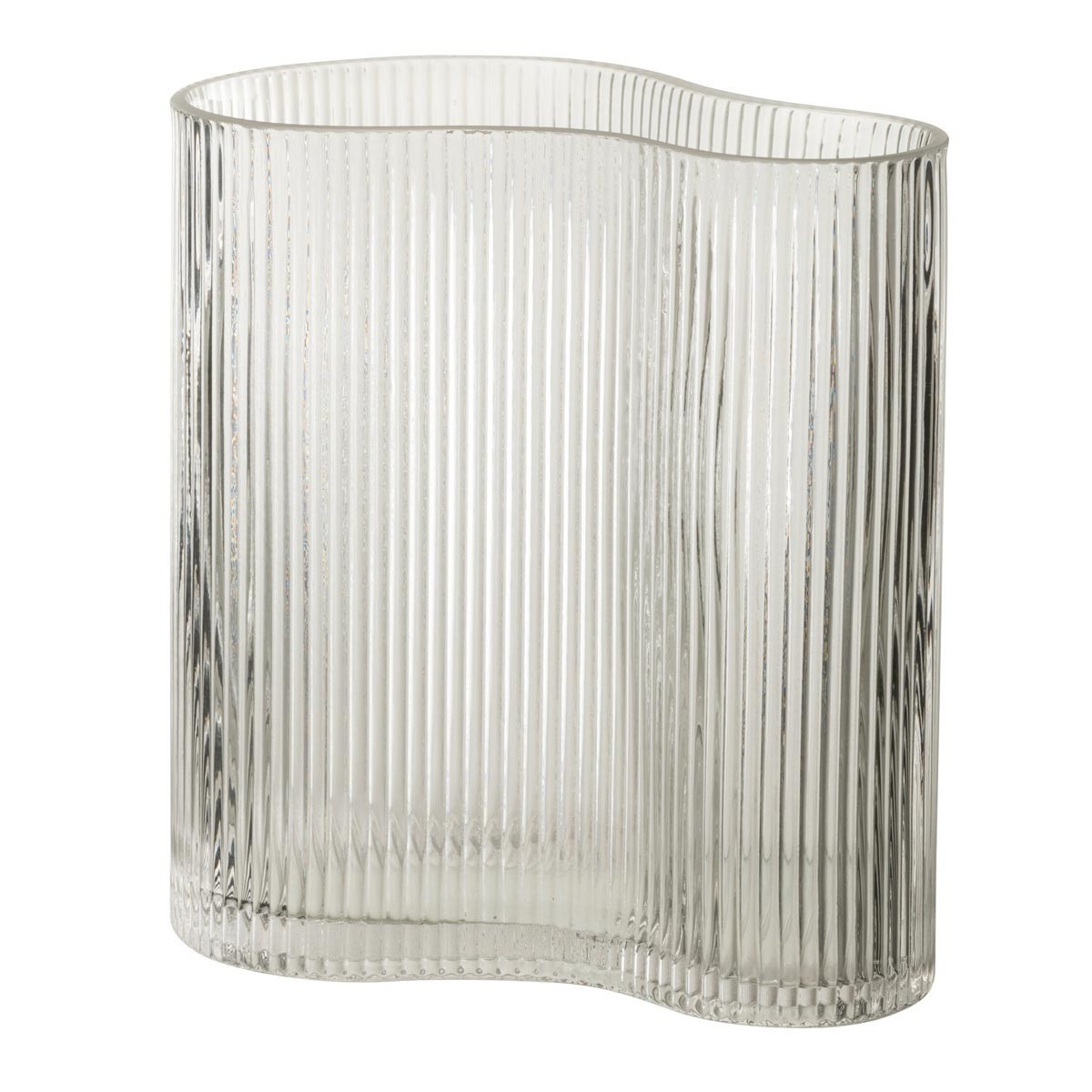 Vase en verre irrégulier strié 20cm à offrir comme cadeau de pendaison de crémaillère