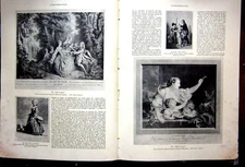 Original Old Vintage Print Sketch Art National Library Children France 1934