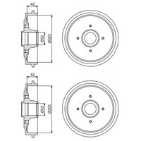 2X Bosch 203Mm Bremstrommeln Hinten Passend FÜR CitroËN C2 C3 Peugeot 1007 206