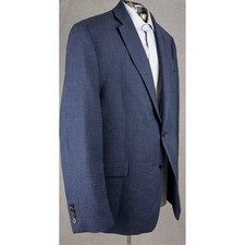 Ralph Lauren Mens 46R Blue Windowpane 100 Wool Blazer Sport Coat Jacket