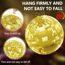 12" 16" 20" Mirror Glass Disco Ball DJ Home Party Club Stage Shiny Light Effect