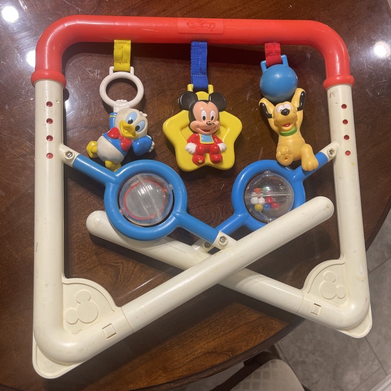 Vintage Disney Baby Activity Gym Play Toy Mickey Donald Pluto Rattle Learning T
