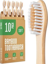 10 Pack Bamboo Toothbrushes - BPA Free Soft Bristles Toothbrushes, Eco-Friendly