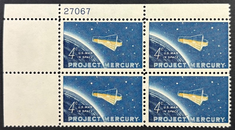 U.S. Scott #1193, P.B. of 4, Project Mercury Issue, F-VF, MNH
