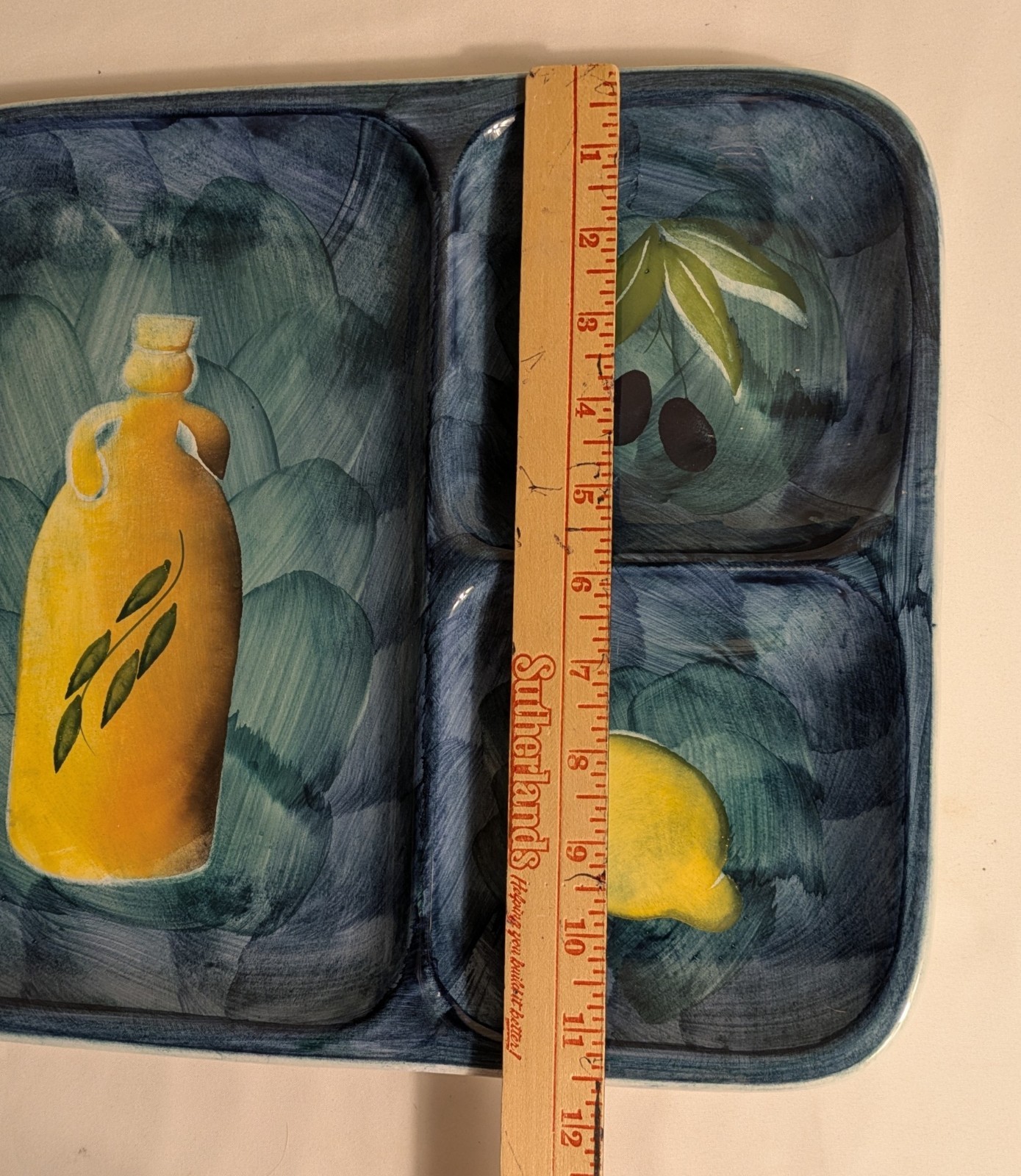 Vintage J C Penney Home Collection Still Life Divided Serving Tray Made In Italy