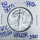 1942 BU UNCIRCULATED WALKING LIBERTY SILVER HALF DOLLAR AUTHENTIC U.S. MINT 3810