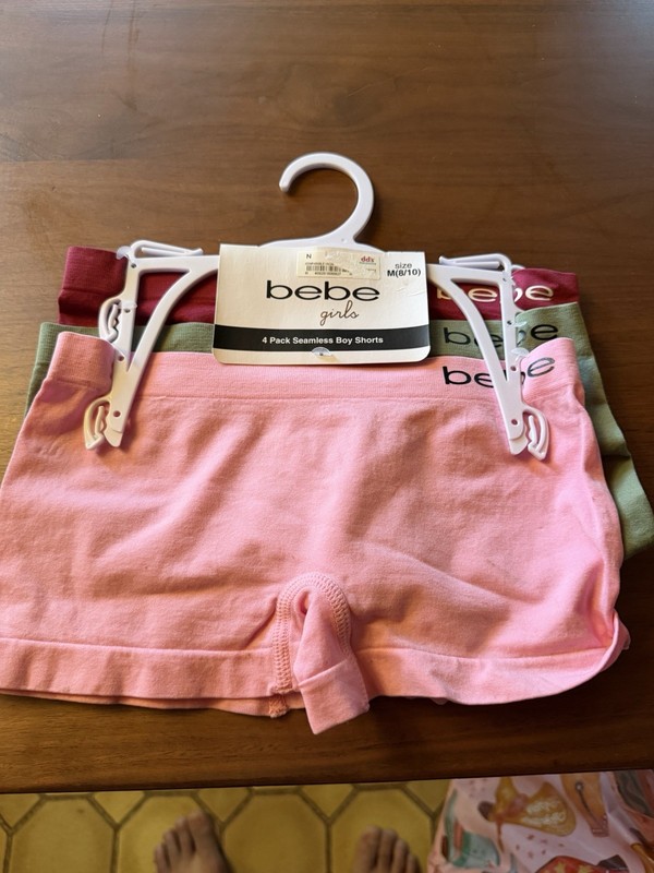 Bebe Girls 4 Pack Seamless Boy Shorts Size M