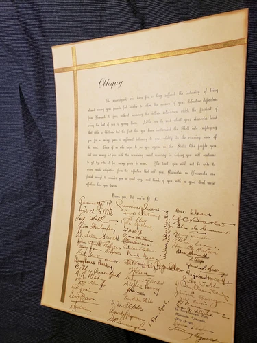 Historical Shell Oil co. Venezuela Farewell Party 1943 Letter document can VTG