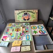 Vintage Go For Broke Board Game 1960s Selchow & Righter Complete Money Cards